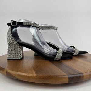 New NWOB Womens Abound Finn Rhinestone Black Ankle Strap Sandals Heels Size 11 M